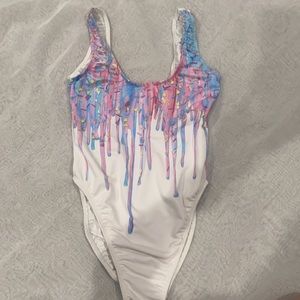 melting ice cream high hip one piece swimsuit